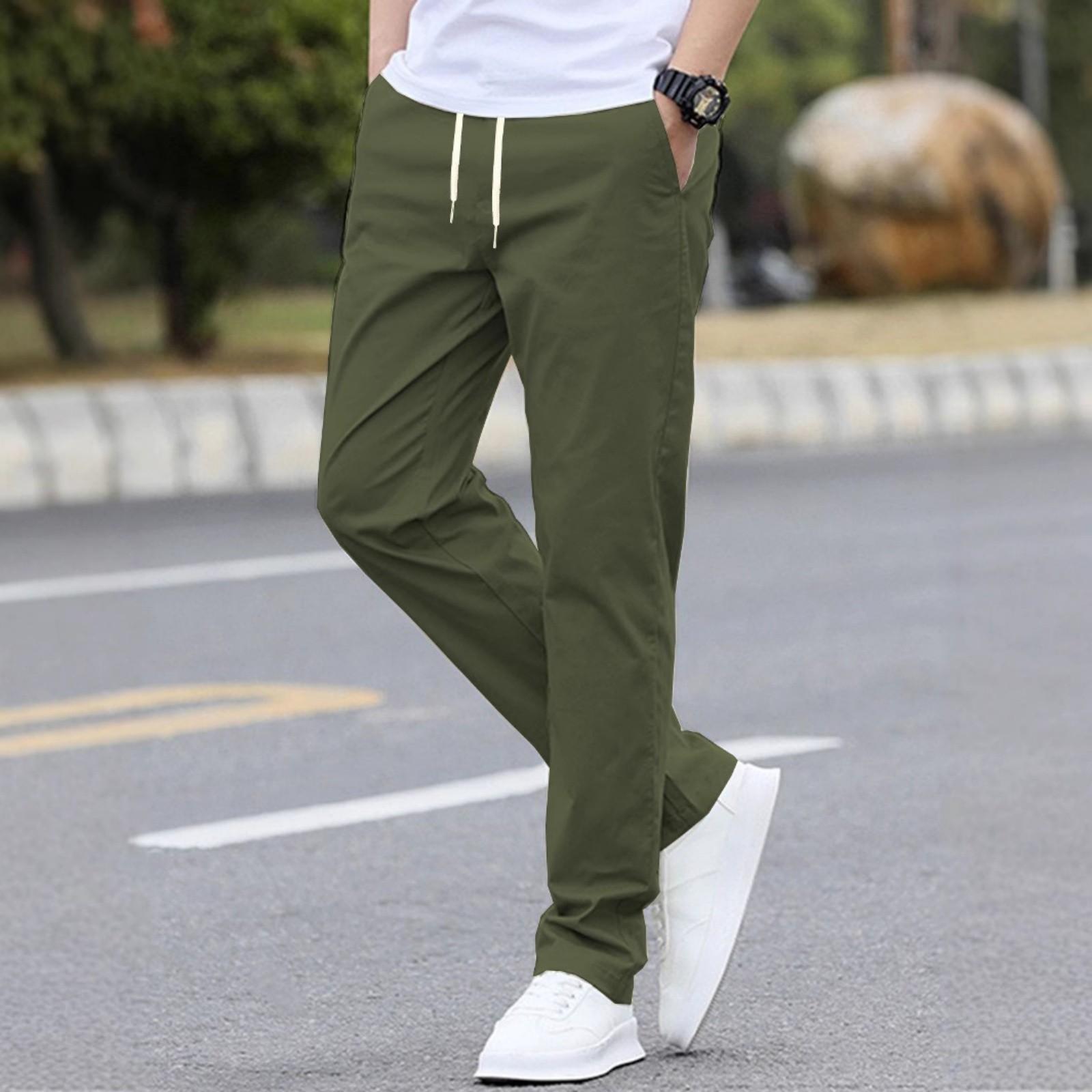 

Мужские повседневные брюки с эластичным поясом на кулиске, дышащие, однотонные XXL