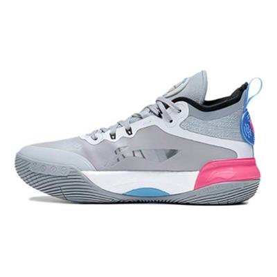 Li Ning Youth Pioneer Ling Premium 3.0 Αθλητικά Απορρόφησης Κραδασμών Ανθεκτικά στη Φθορά Μπάσκετ Χαμηλού Προφίλ Παιδικά παπούτσια μπάσκετ Γκρι Ροζ YKBT024-1