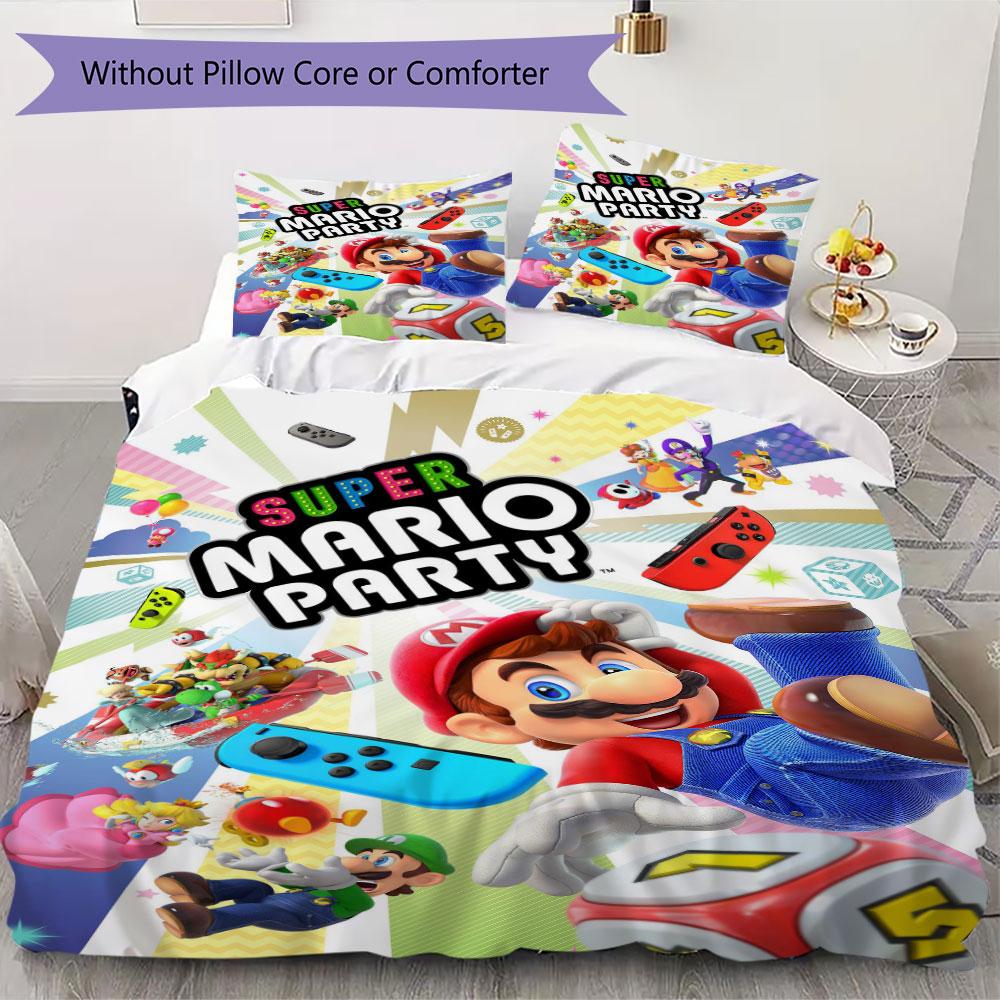 Super Mario Prints bedding, duvet cover and pillowcases, birthday gift (1 duvet cover + 2 pillowcases, pillow insert not included)JM002