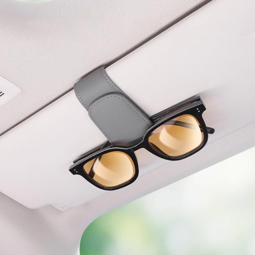 Gancio universale per occhiali da sole per auto, con clip in pelle, portaocchiali magnetico multifunzione, per riporre gli accessori per auto.