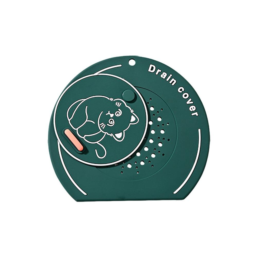 Anti Odor Floor Drain Cover Cartoon Cat Kitchen Sink Seal Mat  for Bathroom Hair Collection