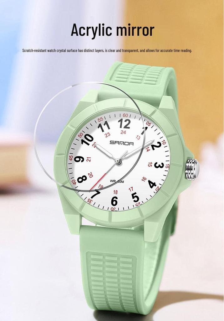 SANDA Unisex Luminous Korean Style Nurse Watch: Lightweight, Thin, Waterproof, Large Dial Quartz Watch for Teens