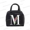 1Pc Portable Lunch Bag Wildflower Alphabet ABCD..Cooler Ice Pack Lunch Box Insulation Package Insulated Thermal Unisex Lunch Bag