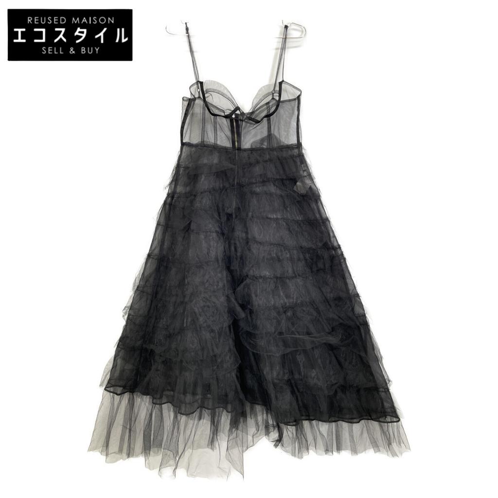 MAISON SPECIAL Excellent Condition 23Stainless Steel 21231265403 Sheer Mesh Tiered Tulle Dress Dress FREE blackUsed