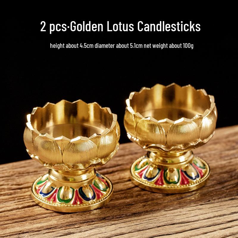 Ganzmetall Lotus Butterlampenhalter Set für Buddhistische Opfergaben