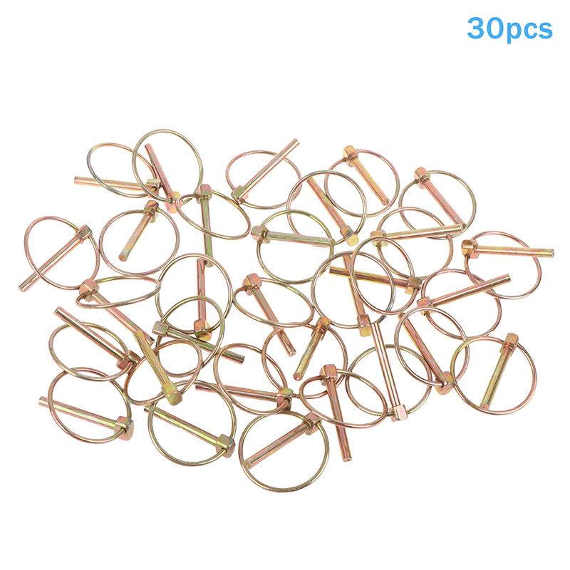 10/20/30Pcs 6*50MM Steel Lynch Pin Heavy Duty Trailer Tractor Bicycle Stroller Cargo Ring Clip For Farm Lawn Garden Truck