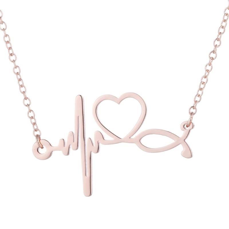 Contemporary Hospital Inspired Clavicle Chain Stainless Steel Necklace for Healthcare Professionals Gift Giving розового золота