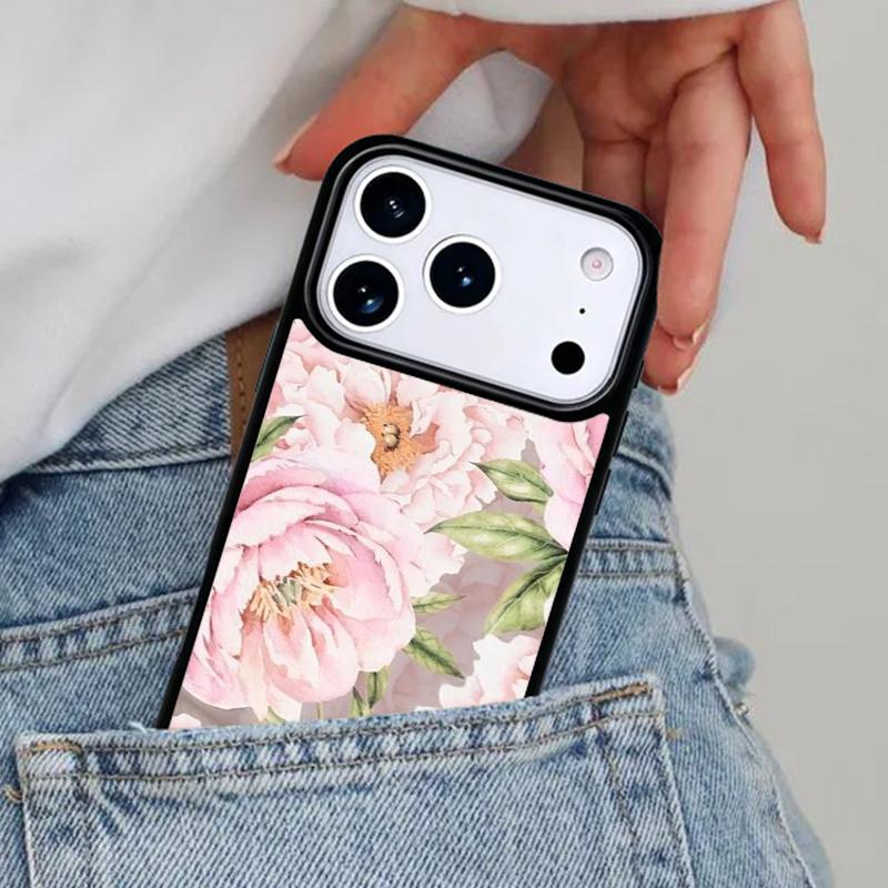 Flower Pink Peonies Peony Phone Case for iPhone 16e 15 14 13 12 17 Pro Max Plus Air 17pro Cover Coque