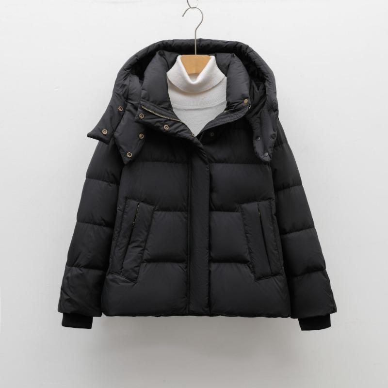 Feather White Duck Down New National Standard Women's Simple Solid Color Hooded Down Jacket Women