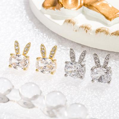 Niedliche Häschen-Ohrstecker Temperament Eintrag Lux Nische Zirkon Ohrringe Ohrgehänge Neue Exquisite Kaninchen Kleine Weibliche