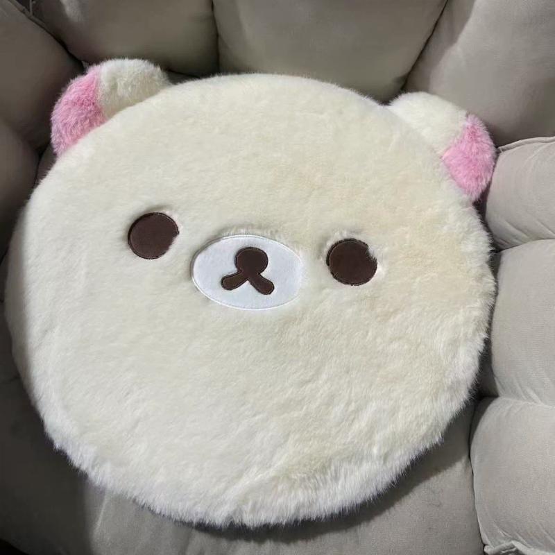 Cute Rilakkuma Memory Foam Seat Cushion Plush Pad For Students Office Washable Cover Soft Butt Pad For Long Sitting Anime Style