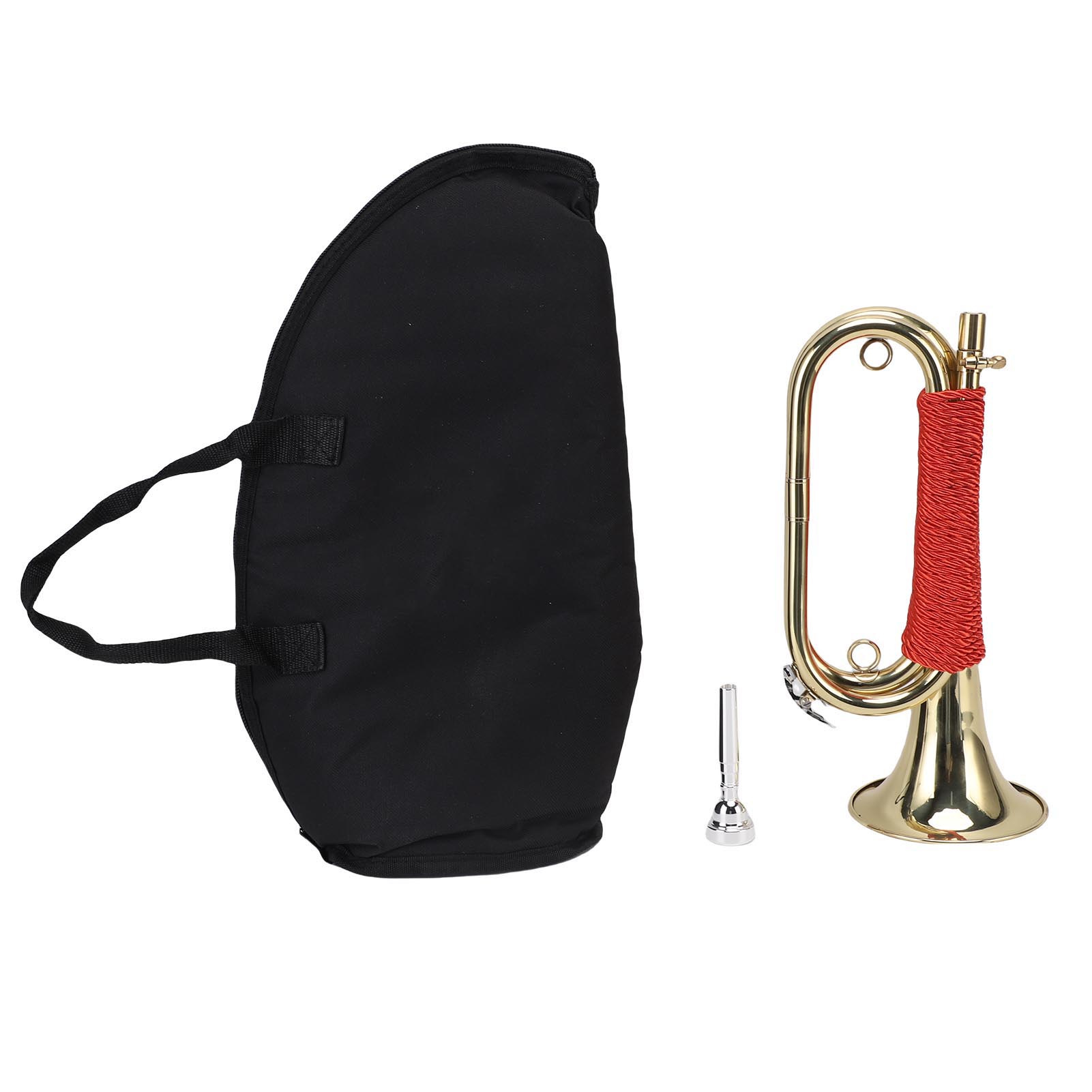 Automobile And Motorcycle Supplies Gold/Red Brass Bugle Plated Cavalry Trumpet With Braided Handle For Summer Camp Honor Guard School Band