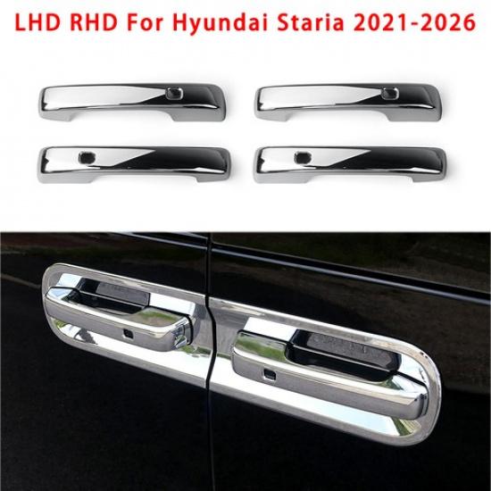 Тюнинг Карбон АБС Накладки на наружные дверные ручки для Hyundai Staria -2026 серебряный