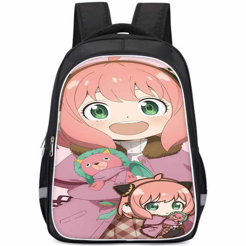 Geräumiger Spy Family Rucksack für Kinder Leichte Oxford-Stoff Schultasche
