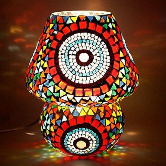 

Стеклянная настольная лампа в форме гриба для прикроватной тумбочки, гостиной и домашнего декора. Турецкая лампа для украшения. (Многоцветный, лампочка в комплект не входит)
