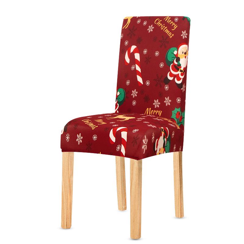 1pc Christmas Chair Covers Dining Room Xmas Removable Kitchen Chair Slipcovers Seat Protector for Party Christmas Decorations