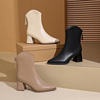 Autumn and Winter Footwear Plus Size Comfortable Thick-soled High-heeled Pointed Women's Boots