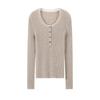 Elegant 60s Count Wool Round Neck Slimming Sweater - Women's Spring/Autumn Style, Faux Two-Piece Design