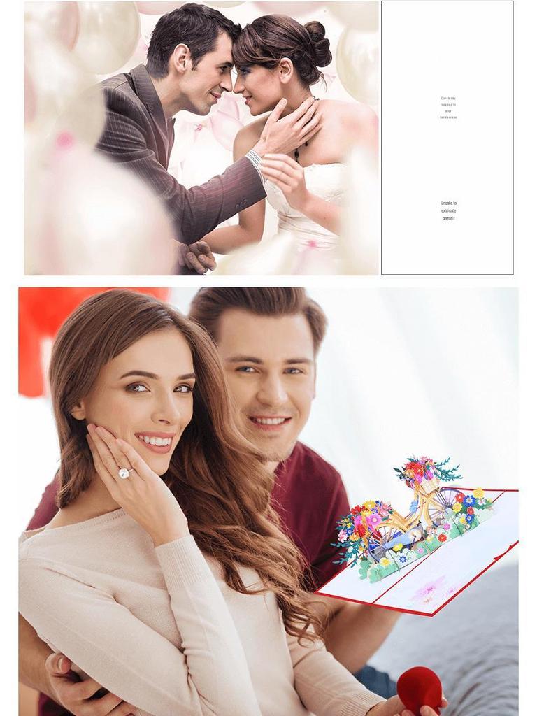 Fresh Style Bicycle 3D Pop-up Greeting Card with Flowers
