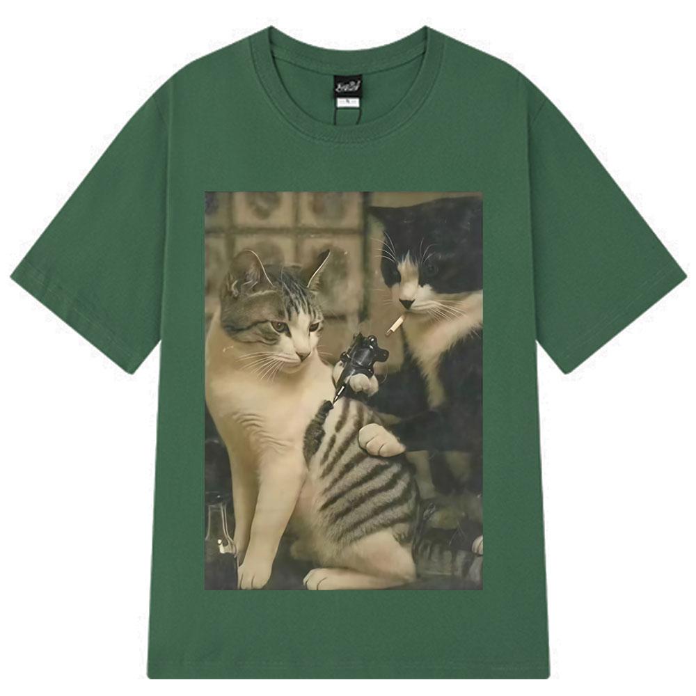 

Tattoo Artist Funny Cat Graphic Tshirt Men Women Harajuku T-shirts Summer Short-sleeved 100% Cotton Harajuku T-shirts Streetwear XL