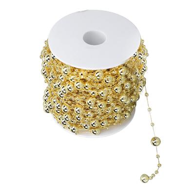 Gold Perlenkette Silber 8+3mm Perlenstrang Besatz Kunstperlen Perlenkette Blumenkranz