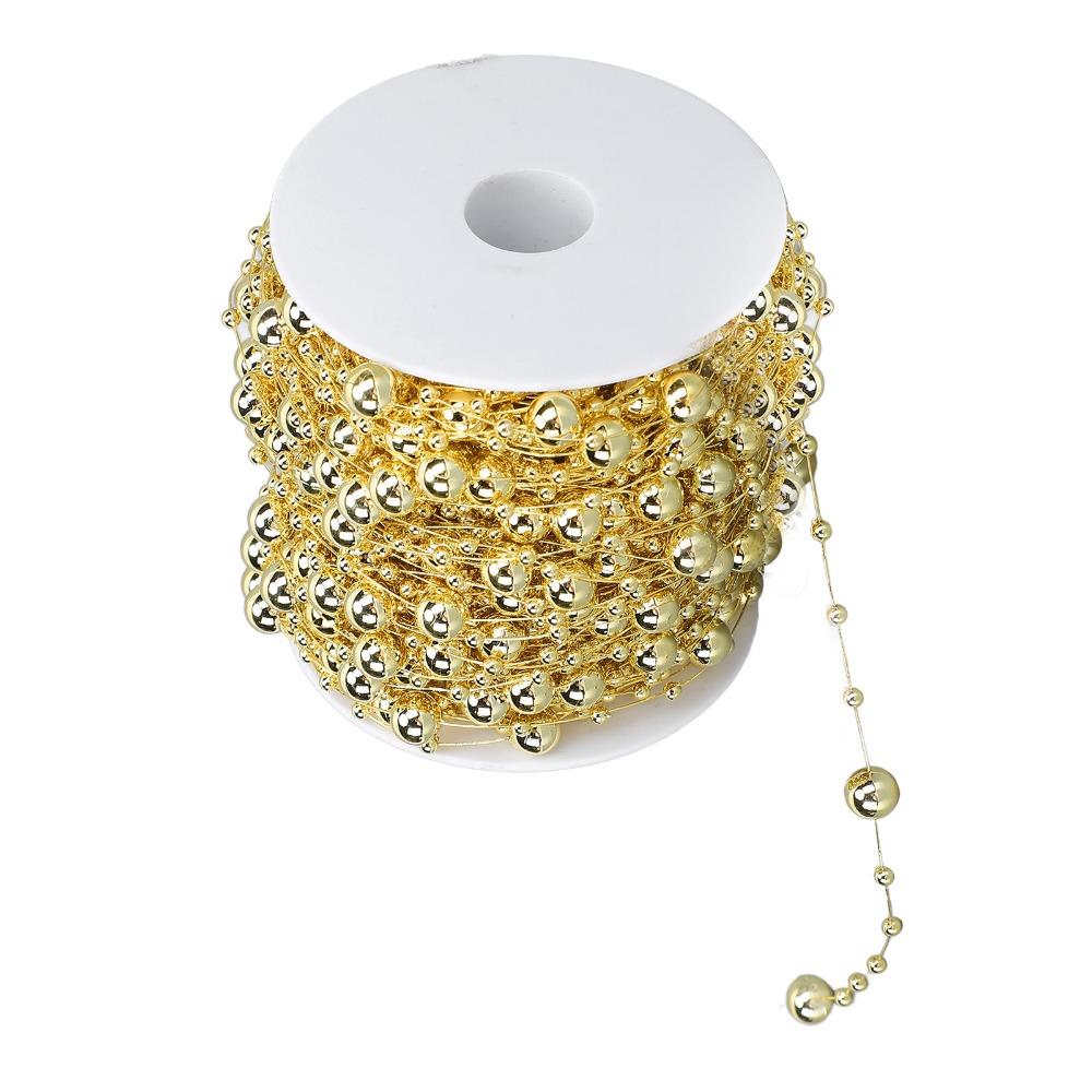 Gold Pearl Beads Chain Silver Faux Pearl Pearl Strand Trim 8+3mm Artificial Pearl Strand Flower Wreath