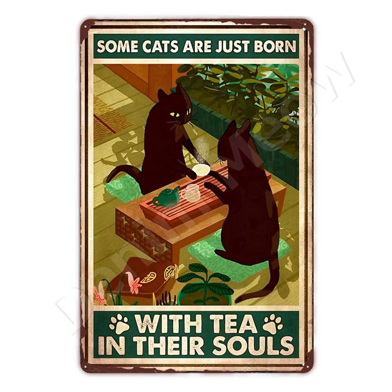 

Funny Cat Vintage Tin Sign for Halloween, Salem Sanctuary, Cafe, Bar, Home, Bathroom, Wall Art Decor, Smoke Catnip, Metal Pla 20x30cm（7.8x11.8inch）