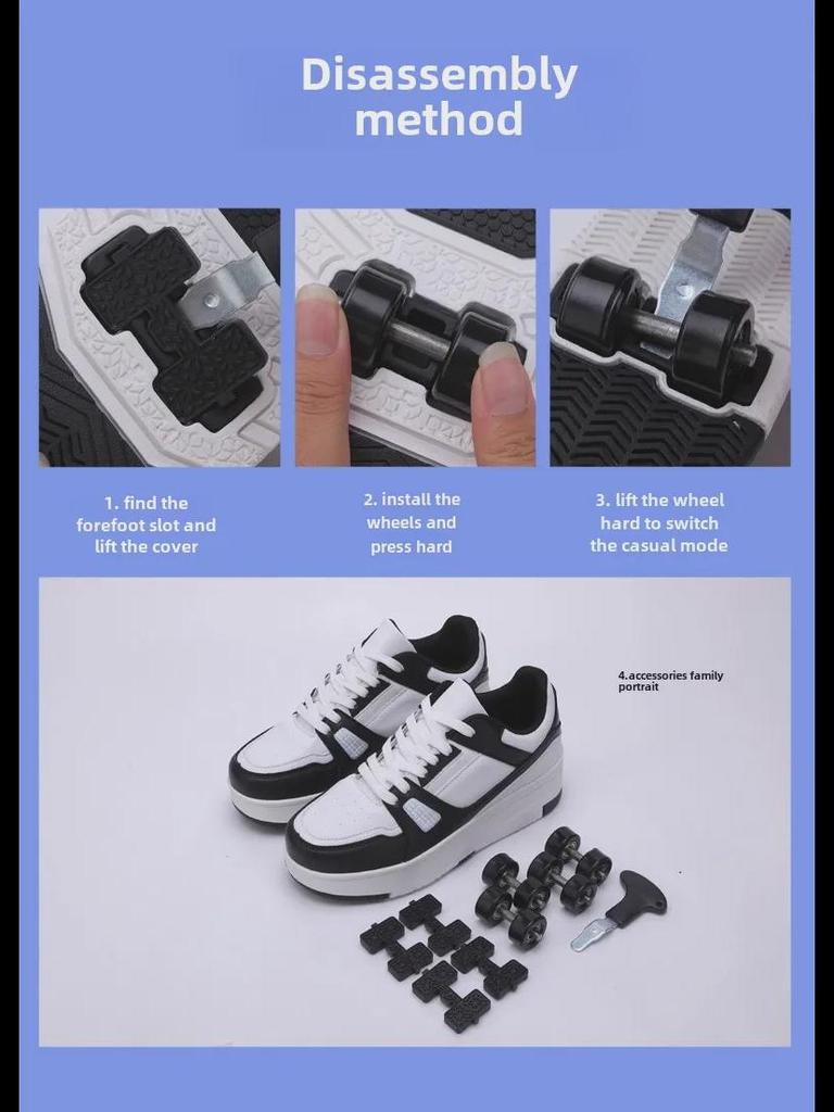 Ultra-Light Unisex Student Running Shoes with Detachable Wheels