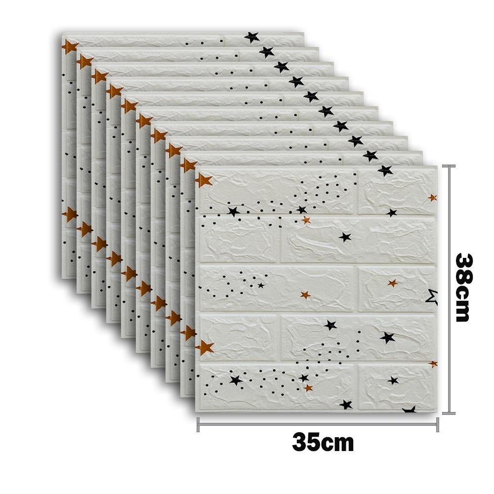 10pcs 3D Foam Wall Sticker Panels Brick Waterproof Adhesive Wallpaper Living Room Bedroom Home House Bathroom Decor