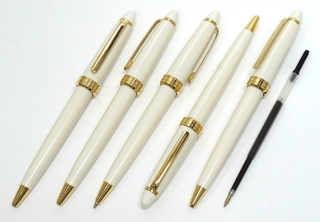 White horizontal snap pen case with Neo ballpoint pen set D-600 (3-pack, white, T23-NK01W-600B-W-3)
