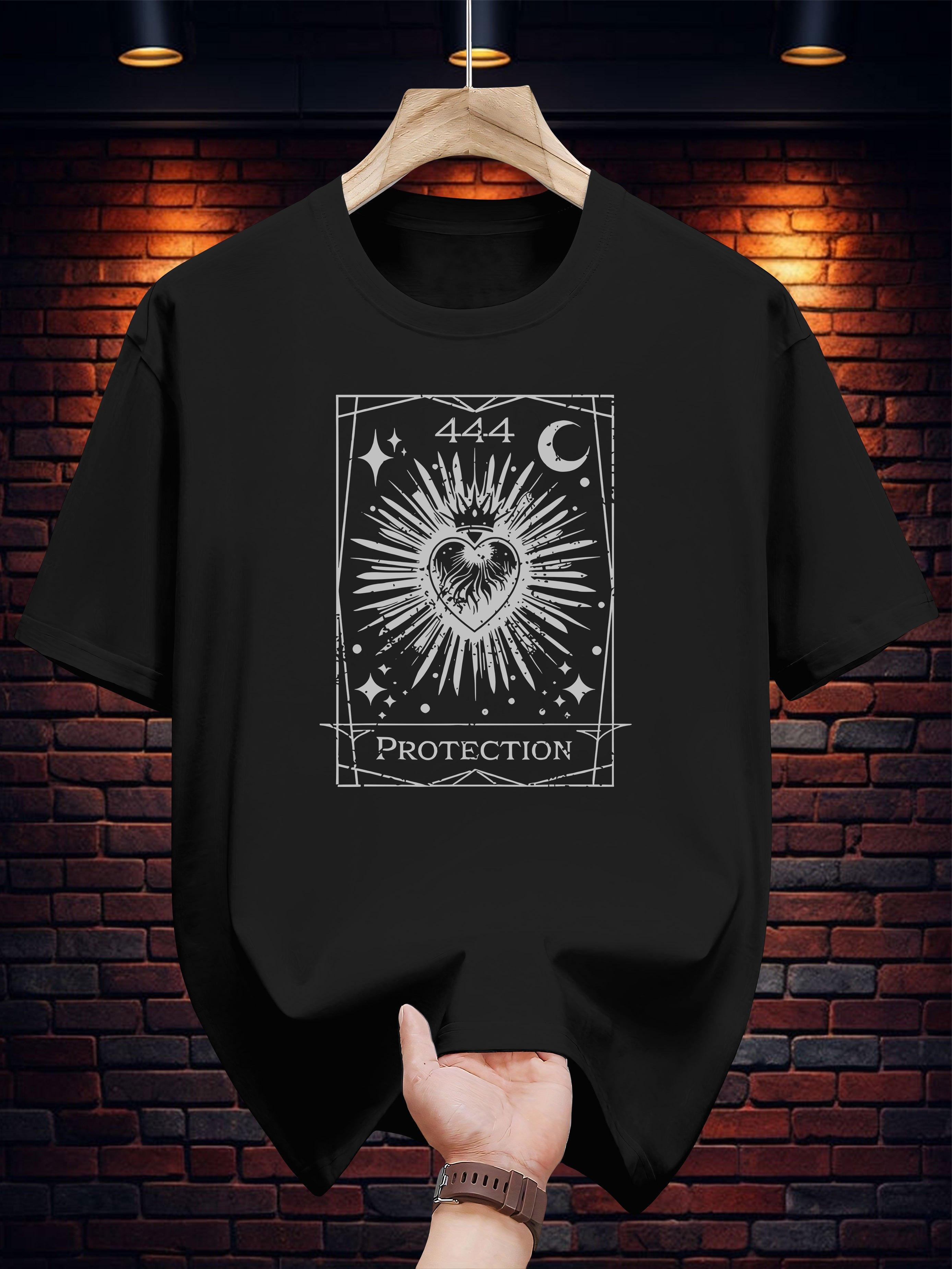 Graphic T-shirt - Black Casual Summer Tee with White Heart & Star Design XL