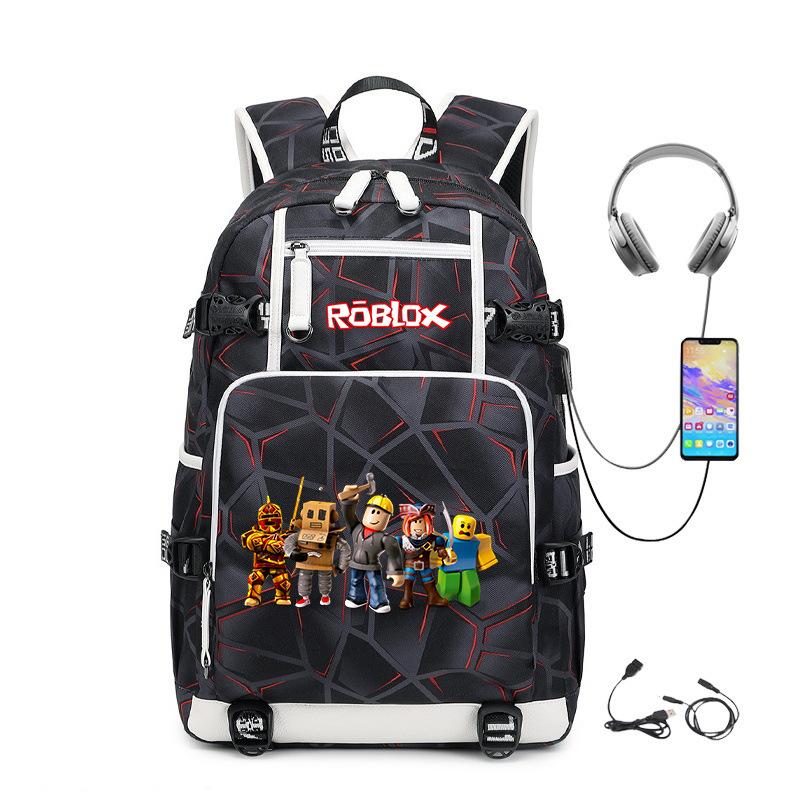 Cartoon Game USB Backpack Large Capacity Hiking Bag College Student Outdoor Travel Casual Daypack