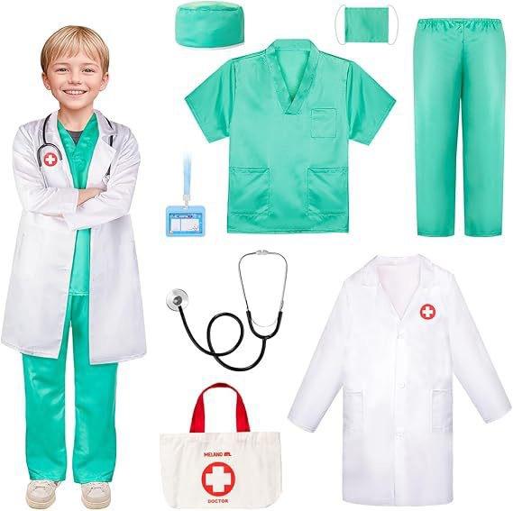 Children Doctor Role Play Set White Coat Nurse Costume Dress Up Pretend Play Toy