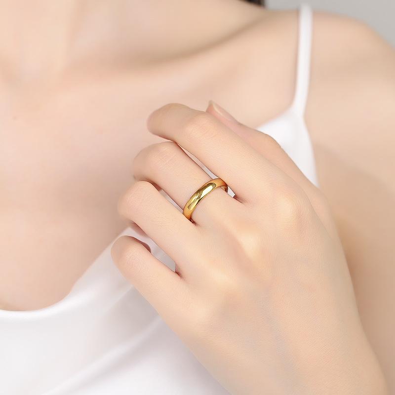Gold AU999 Plain Wedding Band, Adjustable Open Ring Couples, Minimalist Stackable Ring Women & Men, Fine Jewelry