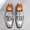 Luxury Designer New Men's Leopard Pattern Patchwork Tassel Brogues Oxford Shoes Male Wedding Dress Homecoming Formal Footwear
