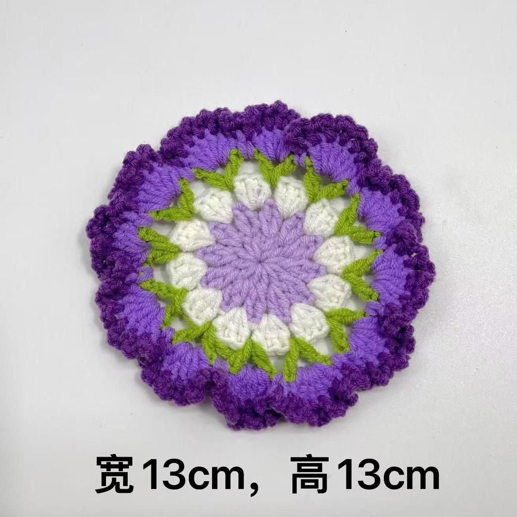 Finished product new cute wind ins small flower coaster placemat thermal insulation mat handmade wool crochet