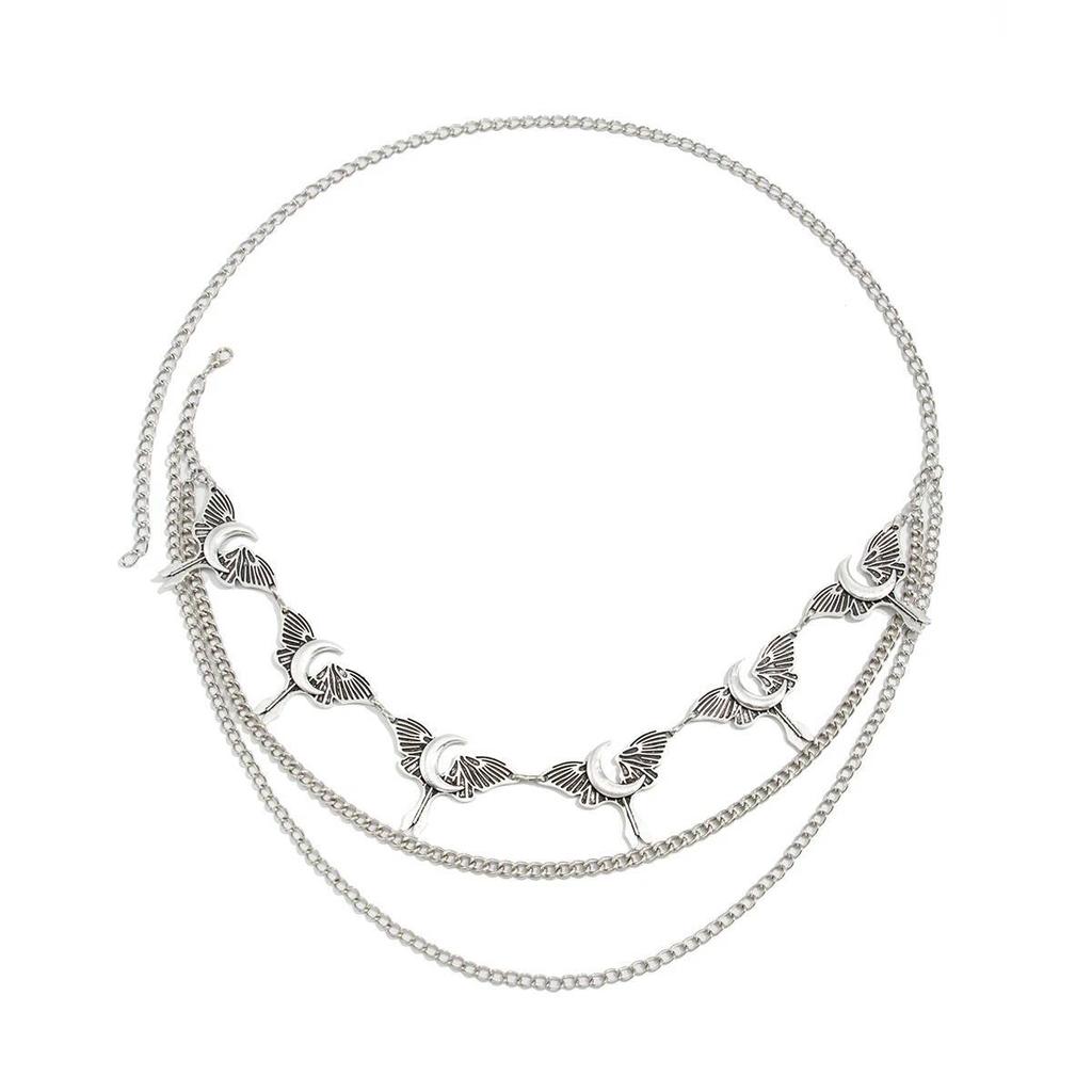Ingemark Exquisite Creative Butterfly Moon Metal Waist Belts Chain Women Gothic Adjustable Body Chain Halloween Party Jewelry