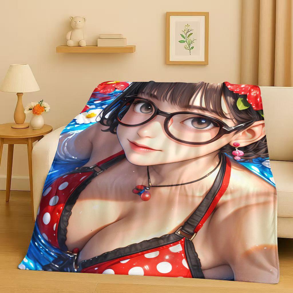 26 Style Sexy Bikini Girls Cartoon Anime Characters Flannel Blanket,Soft Plush Throw for Home Bedroom Bed Sofa Cover Trave Gift