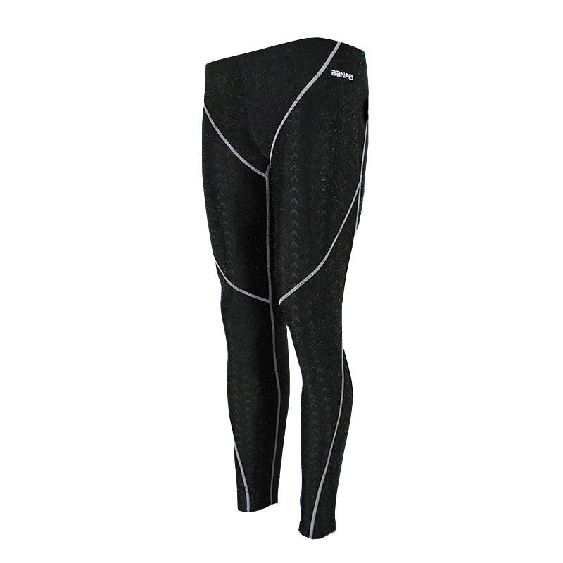 Men's Quick-Dry Water-Repellent Sharkskin Long Leg Swim Trunks for Competition, Winter Swimming, Diving, and Surfing