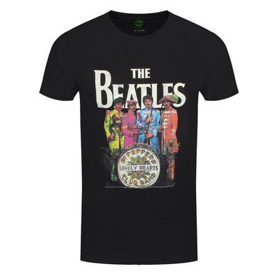 Maglietta Beatles Sgt. Pepper's Lonely Hearts Club Band Ufficiale Nero Nuovo