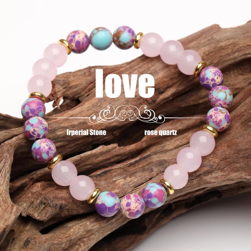 Colorful Imperial Jasper Rose Quartz Beaded Bracelet Women Fashion Jewelry For Love And Friendship Bracelet For Women Charm