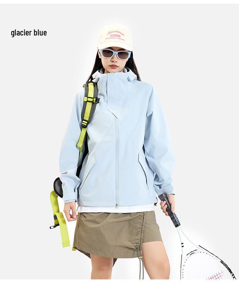 Single-Layer Softshell Hooded Jacket - Windproof, Waterproof, Lightweight, Wear-Resistant Outdoor Coat for Couples