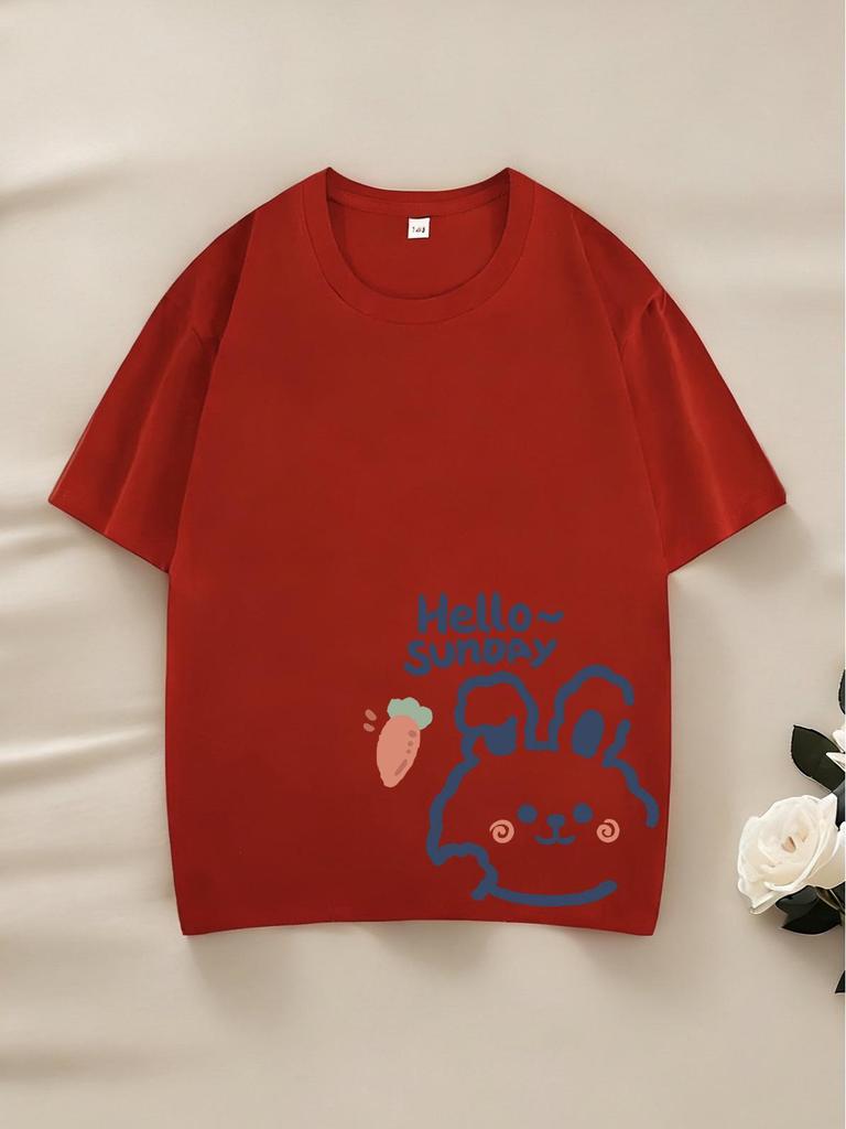 Heavyweight 220g Children's Combed Cotton Cartoon T-Shirt - Short Sleeve, Casual Trendy Top for Boys and Girls