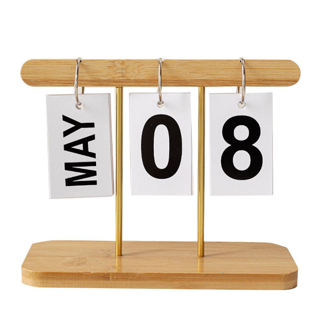 Standing Flip Desk Calendar Modern Reusable Daily Flip Calendar Wooden Desktop Calendar for Office