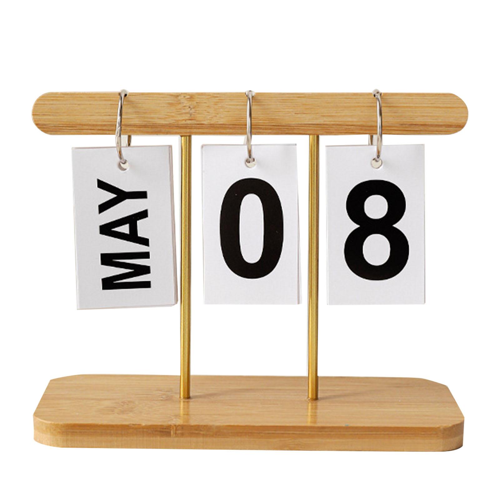 Настольный перекидной календарь Современный многоразовый ежедневный перекидной календарь Деревянный настольный календарь для офиса коричневый