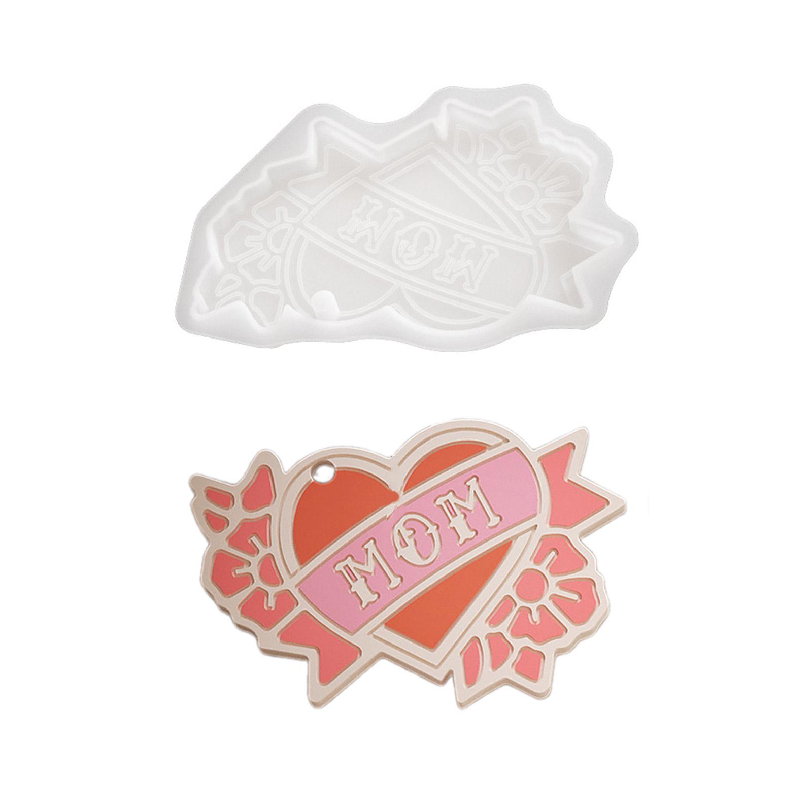 

MOM DAD Keychain Silicone Mold Heart Shaped Ornament Pendant Crafting Mould for Father and Mother s Day Gift DIY Craft 1