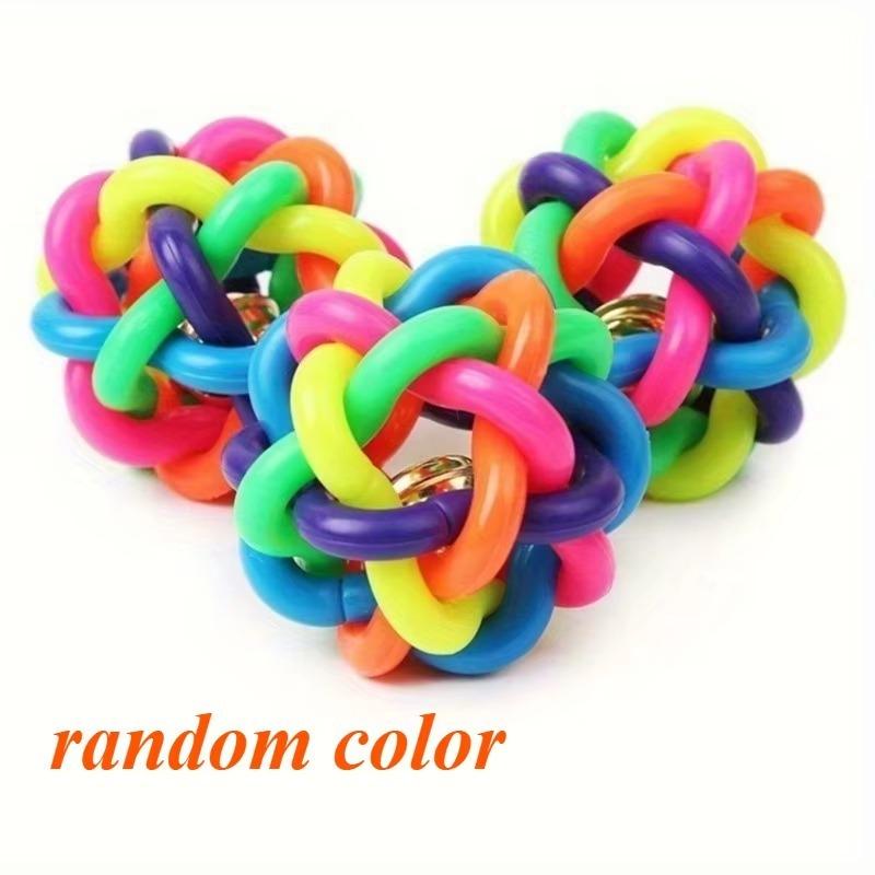 PVC Material Colorful Bell Toy Ball Pet Cat Dog Interactive Chewing Toy Pet Toy Ball Rainbow Bell Ball Creative Dog Rainbow Ball