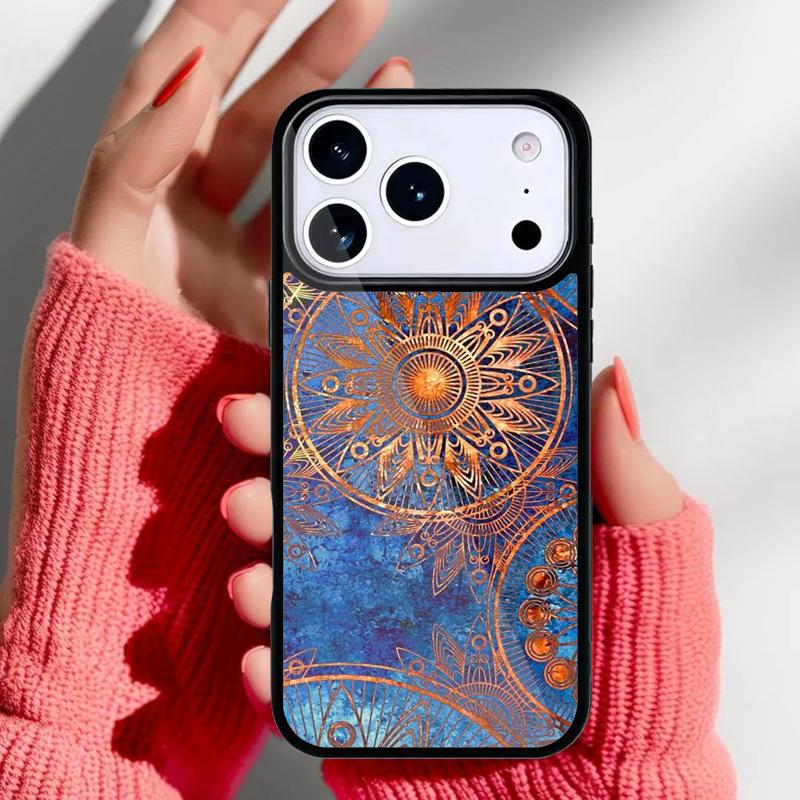 Elegant Mandala Floral Design Phone Case for iPhone 17 16 15 14 13 Pro Max Back Cover for 12 11 Pro Coque