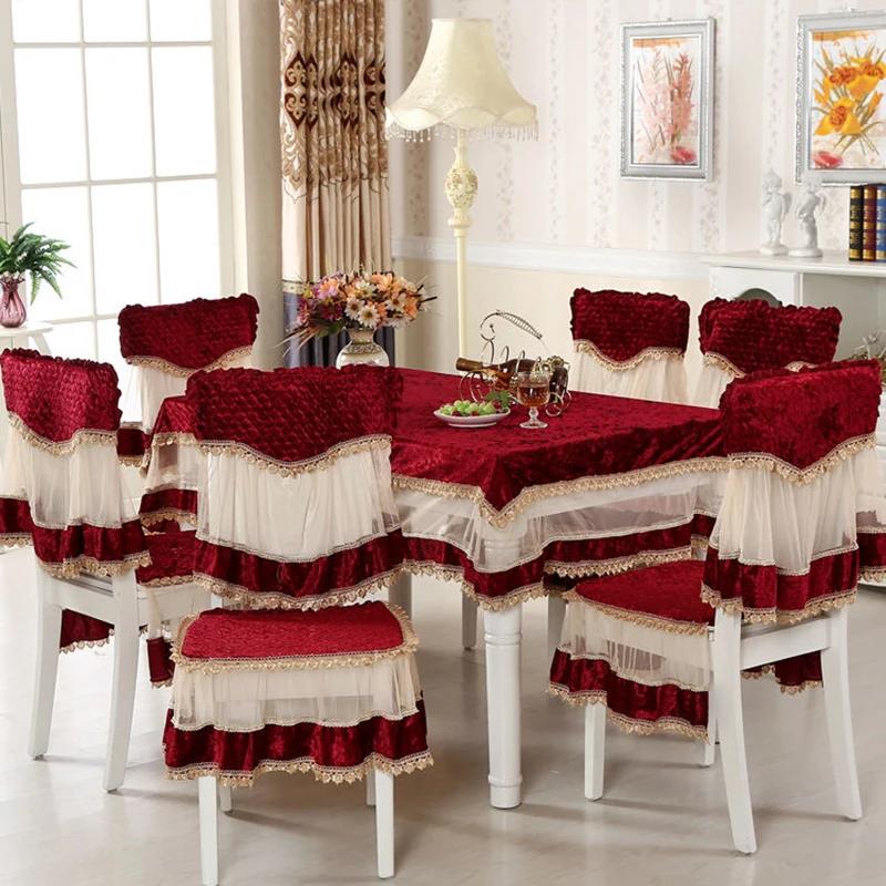 LaceTable cloth Dining Chair Cushion Set Cover European-Style Light Luxury Table Cover Home Spandex Chair Cover Wedding Decore
