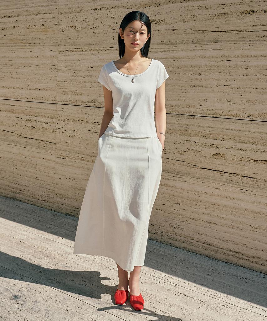 Siyajyu Sitp5286 Cap Sleeve Slim Short Sleeve T-Shirt_White